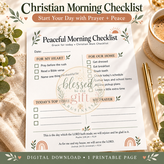 Christian Morning Routine Checklist Printable | Peaceful Morning Planner