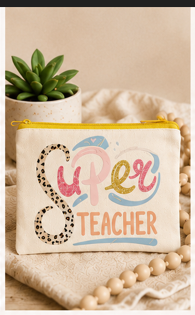 Super Teacher Boho Zipper Bag