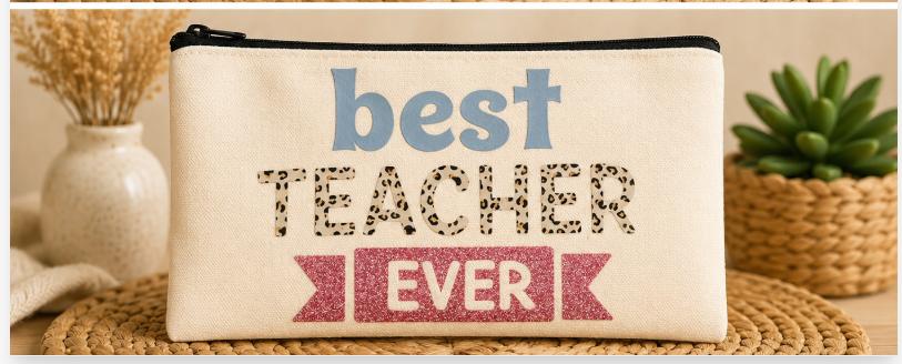 Best Teacher Ever Canvas Pencil Pouch