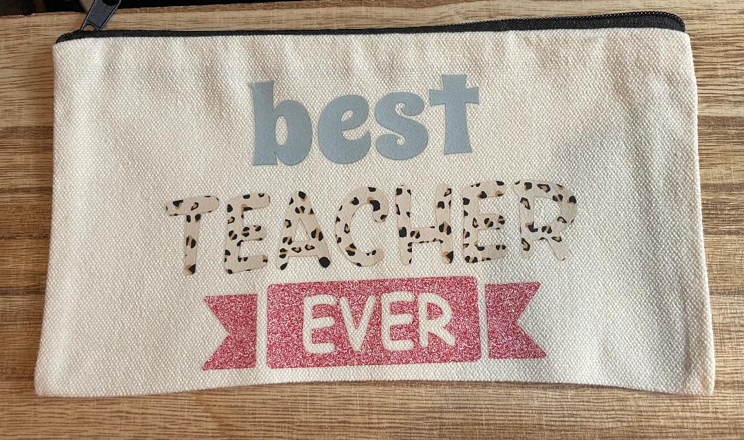 Best Teacher Ever Canvas Pencil Pouch