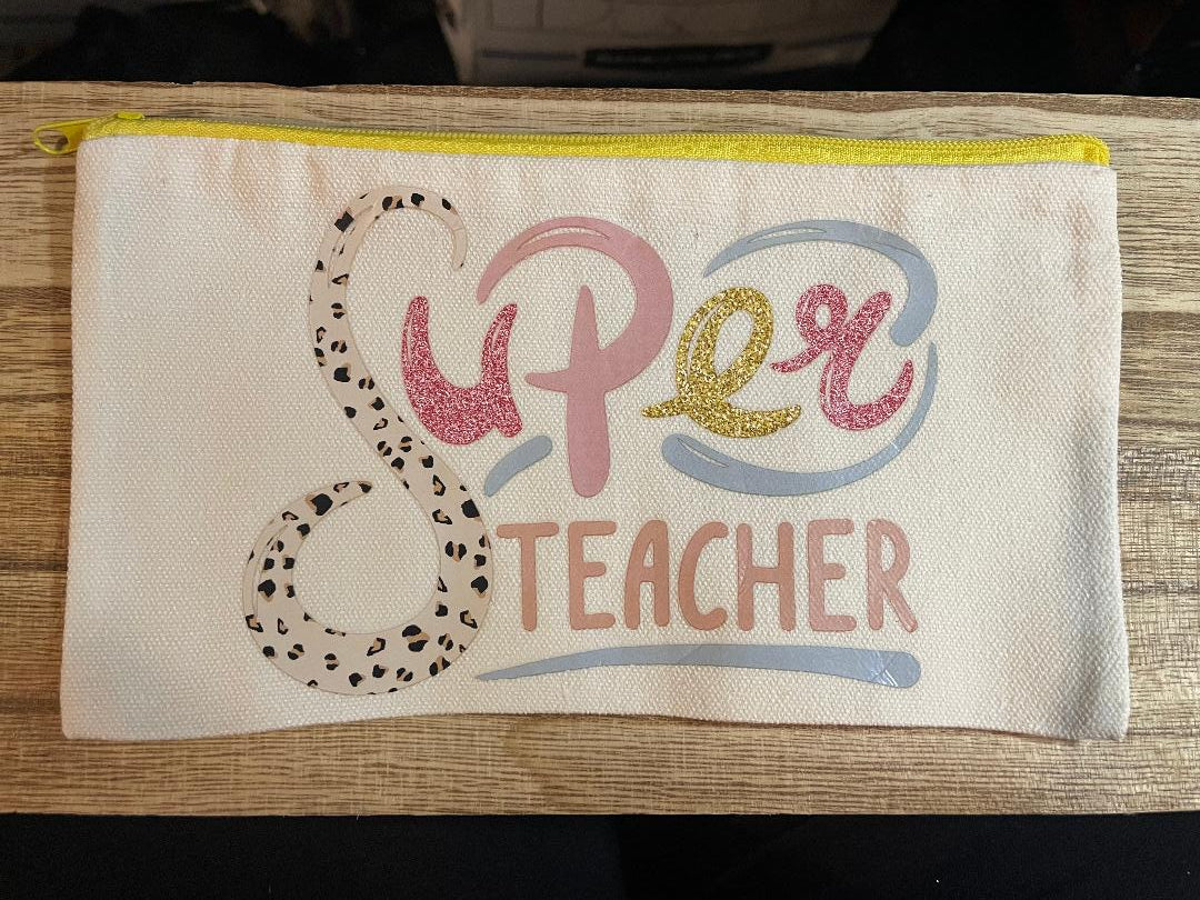 Super Teacher Boho Zipper Bag