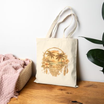Tote Bag — Vintage Tropical Sunset Palm Beach Canvas Tote