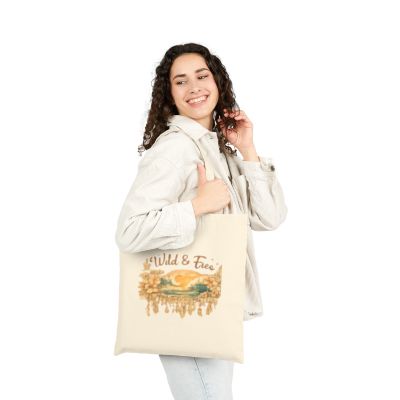 Wild & Free Canvas Tote Bag — Boho Nature Sunset Grocery & Beach Bag